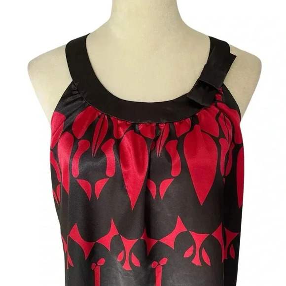 BCBG MaxAzria Satin Halter Black Red Dark Romantic Mini Dress Women Size M - Picture 4 of 6